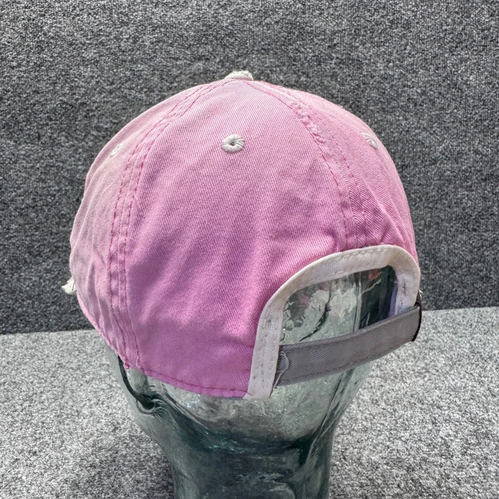 True Religion Baseball Cap Unisex OS Pink Grey Distressed Y2K Streetwear Hat